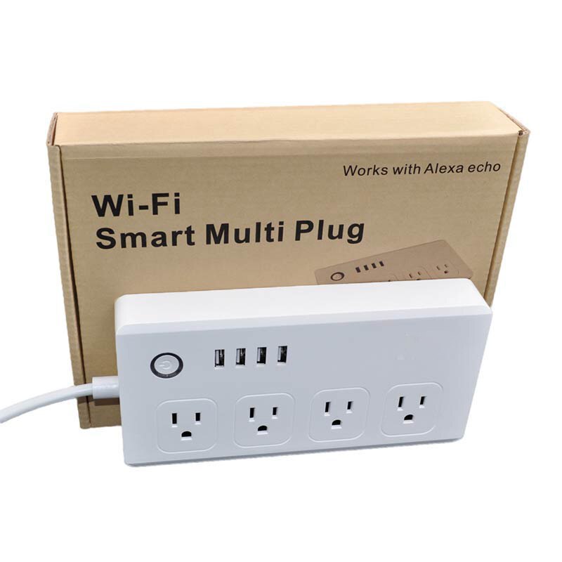 Smart Power Strip,WiFi Power Bar Multiple Outlet Extension Cord with 4 USB and 4 Individual Controlled AC Plugs by Tuya