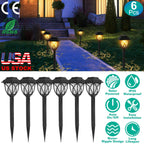 6Pack Solar Powered Stake Light Outdoor Decorative Landscape Lamp IP45 Waterproof Auto On Off Outdoor Light for Pathway Garden Yard Patio