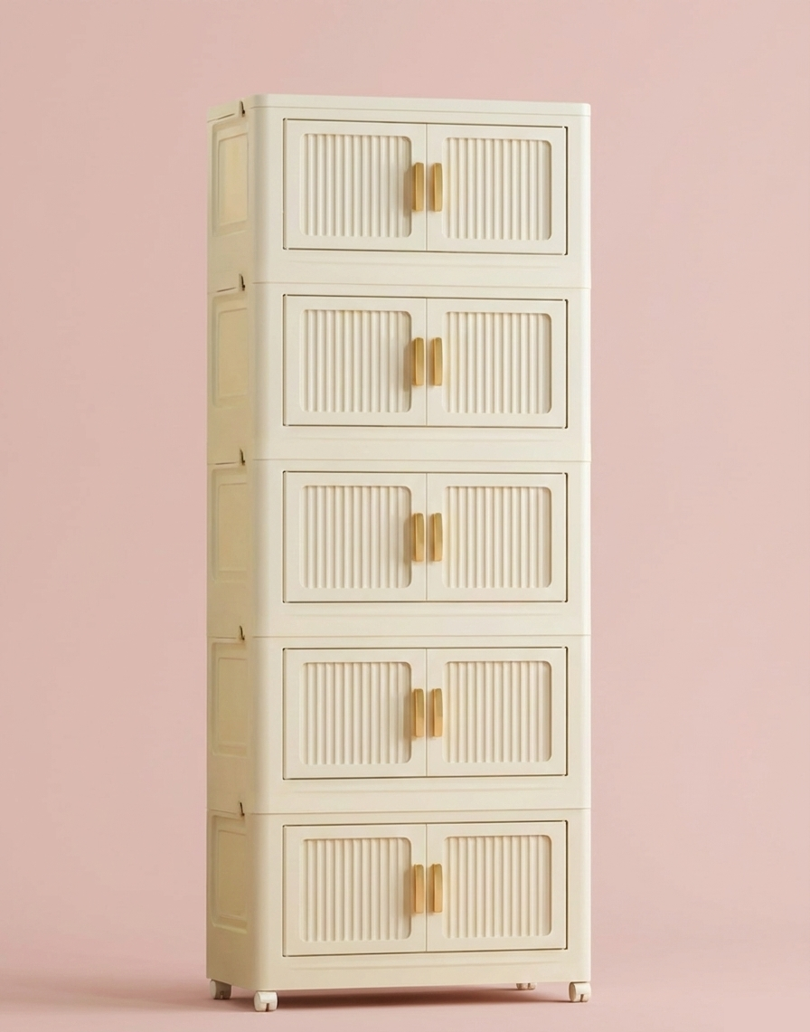 2-6 Layer Foldable Rolling Storage Bin Cabinet | Large Capacity Closet Organizer