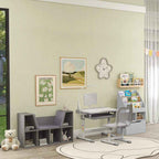 HOMCOM 6-Cubby Kids Bookcase with Reading Nook and Cushion, Gray