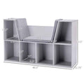 HOMCOM 6-Cubby Kids Bookcase with Reading Nook and Cushion, Gray