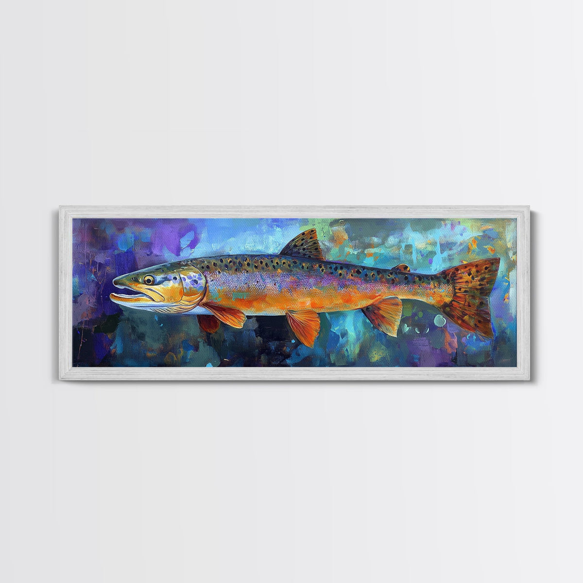 Colorful Trout Fishing Art, Rustic Cabin Decor, Wildlife Wall Art, Fish Painting, Outdoor Enthusiast Gift, Lodge Wall Decor