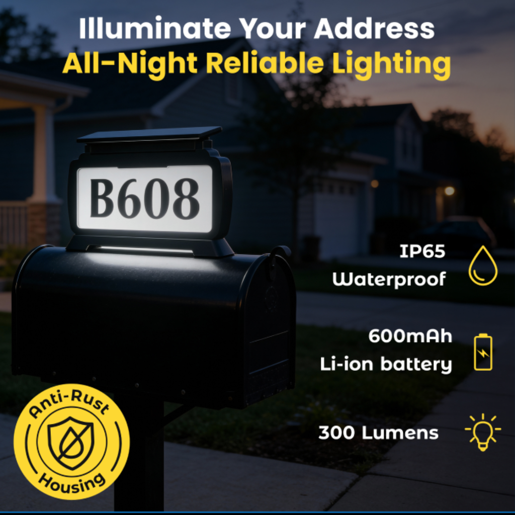Address Sign House Number Solar Powered BICSSL-11