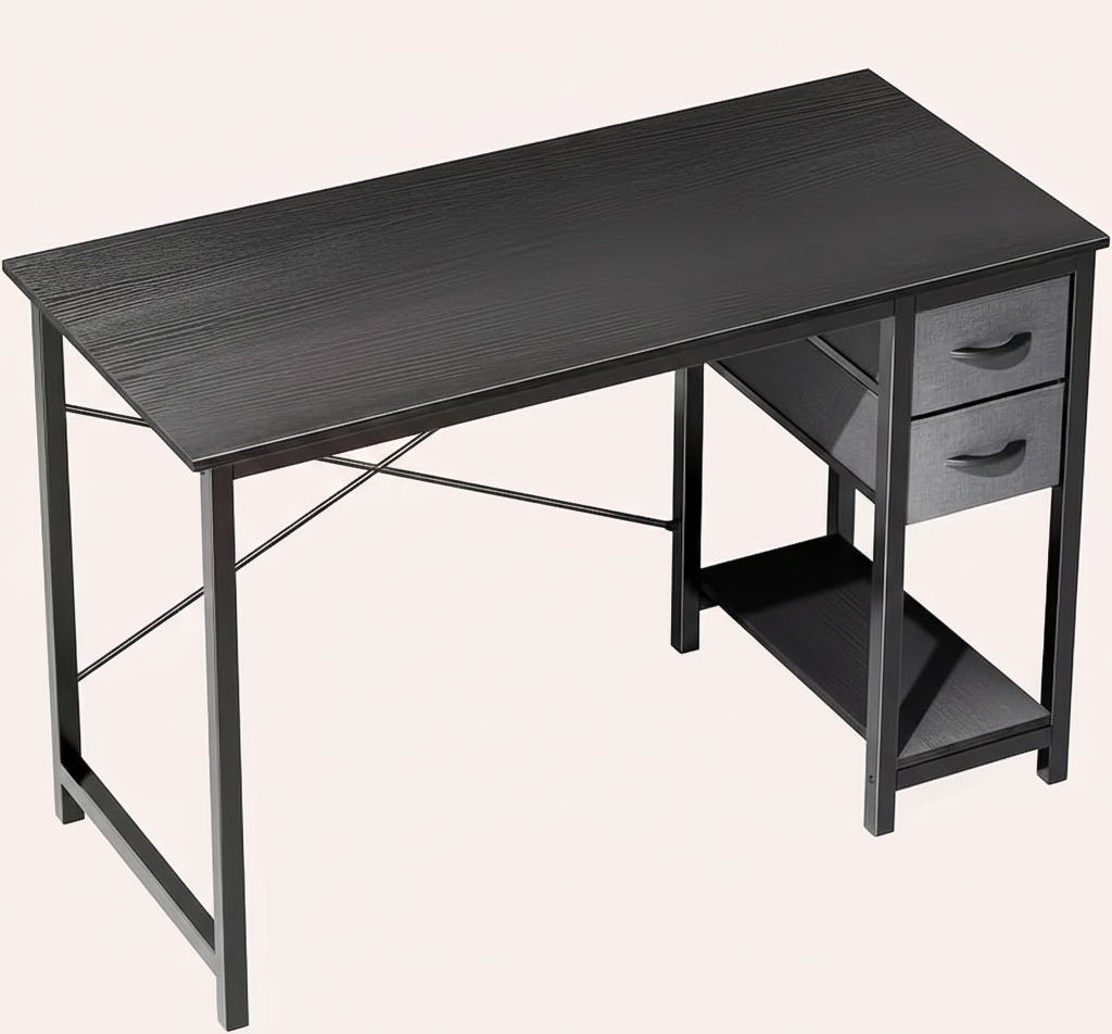 40/47 Inch Computer Desk with Fabric Storage Drawers, Modern Home Office Table