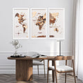 3D Wooden Triptych World Map Multicolor (B2B)