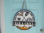 Bar & Grill Sign for Patio, Backyard & Outdoor Kitchen Decor