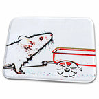 Dish Drying Mat - mouse lifting up outline with wagon Animals Mouse