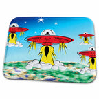 Dish Drying Mat - Flying Saucer Lift Off Sci Fi