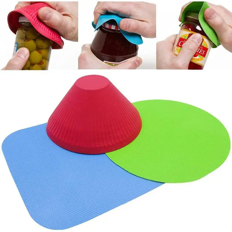 1pc Silicone Jar Opener Pad! Multicolor Reusable Grip Aid for Seniors – Easy Kitchen Tool & Gift Idea