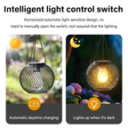 Outdoor Solar Iron Lantern Led Solar Lights Waterproof Decorative Hanging Lights for Tree Garden Yard Patio Pathway Dusk-to-dawn
