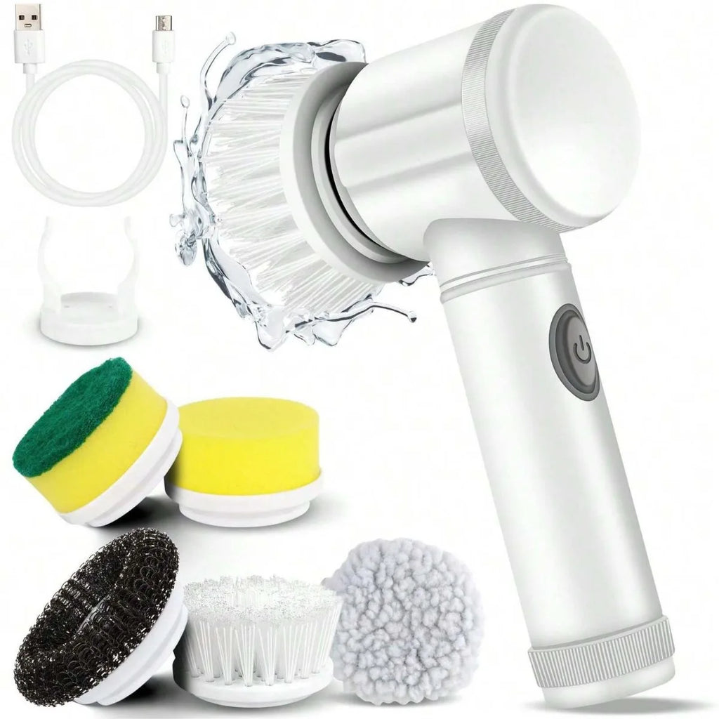 🧽 Rechargeable Electric Cleaning Brush – Cordless Spin Scrubber with Replaceable Brush Heads for Bathroom, Kitchen, and Multi-Surface Cleaning