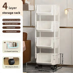 5-tier Storage Rack Storage Cart Bookshelf - Mobile Storage Rack with Wheels for Living Room Bedroom Dormitory Book Storage Rack