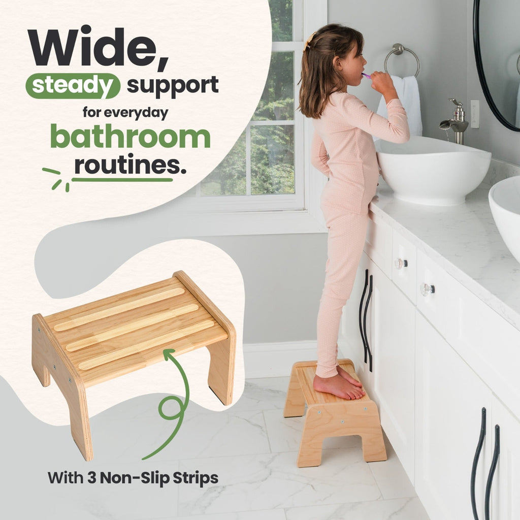 1-Step Wooden Stool for Kids(Multi-Purpose Step Stool for Kitchen, Bath, and Potty Training)