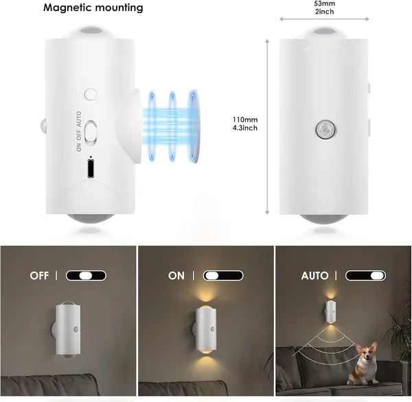 Rechargeable Motion Sensor Night Lights for Indoor Use – USB-C Magnetic, 2 or 4 Pack