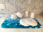 Dish Drying Mat - Print of Abstract Boat Lift Water Reflections Water Abstract