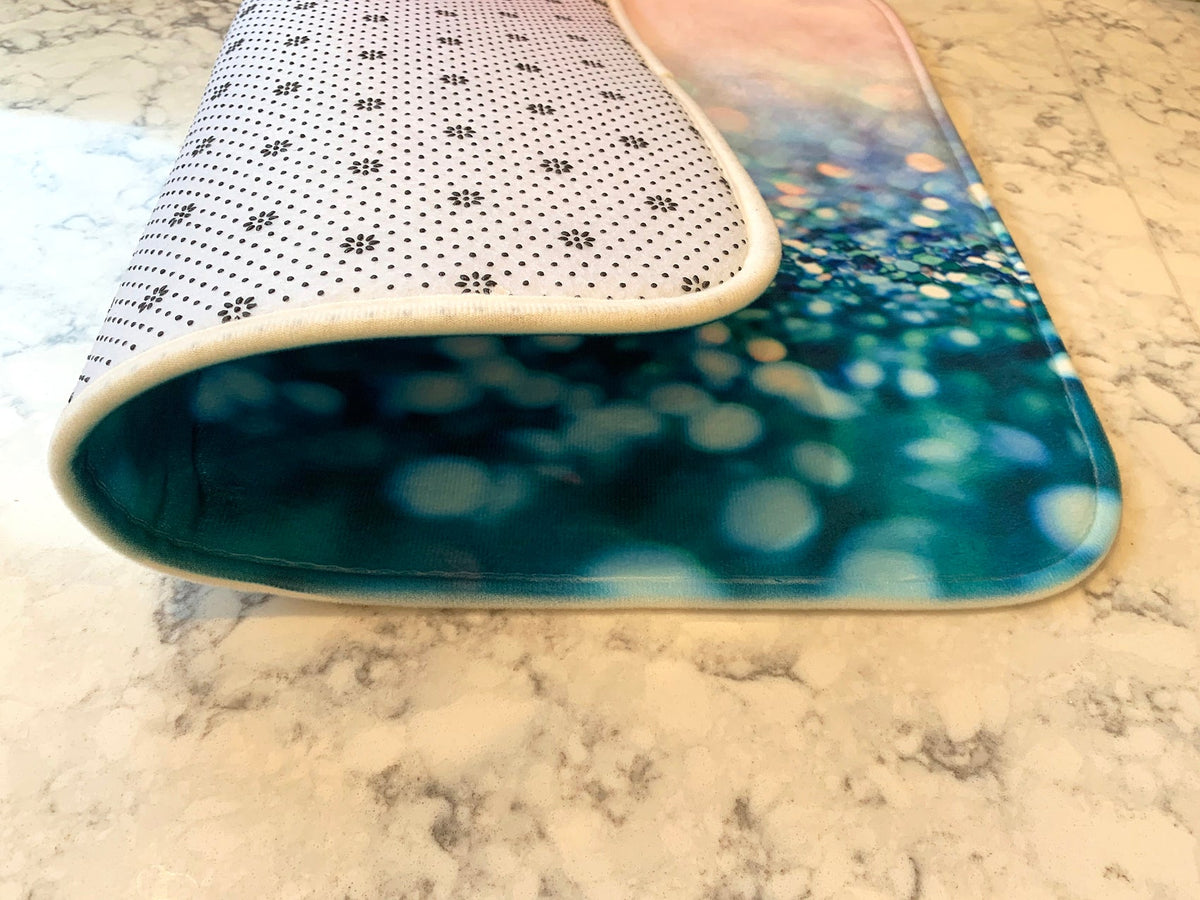 Dish Drying Mat - Print of Abstract Boat Lift Water Reflections Water Abstract