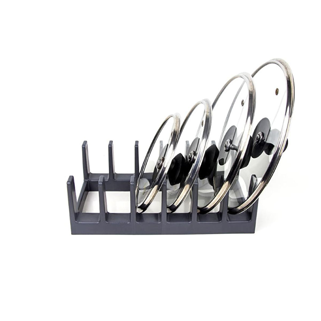 Decobella Pot Lid Organizer - Space Saving Kitchen Cabinet Organizer Holds 6 Lids, BPA-Free, Easy Access & Decluttering