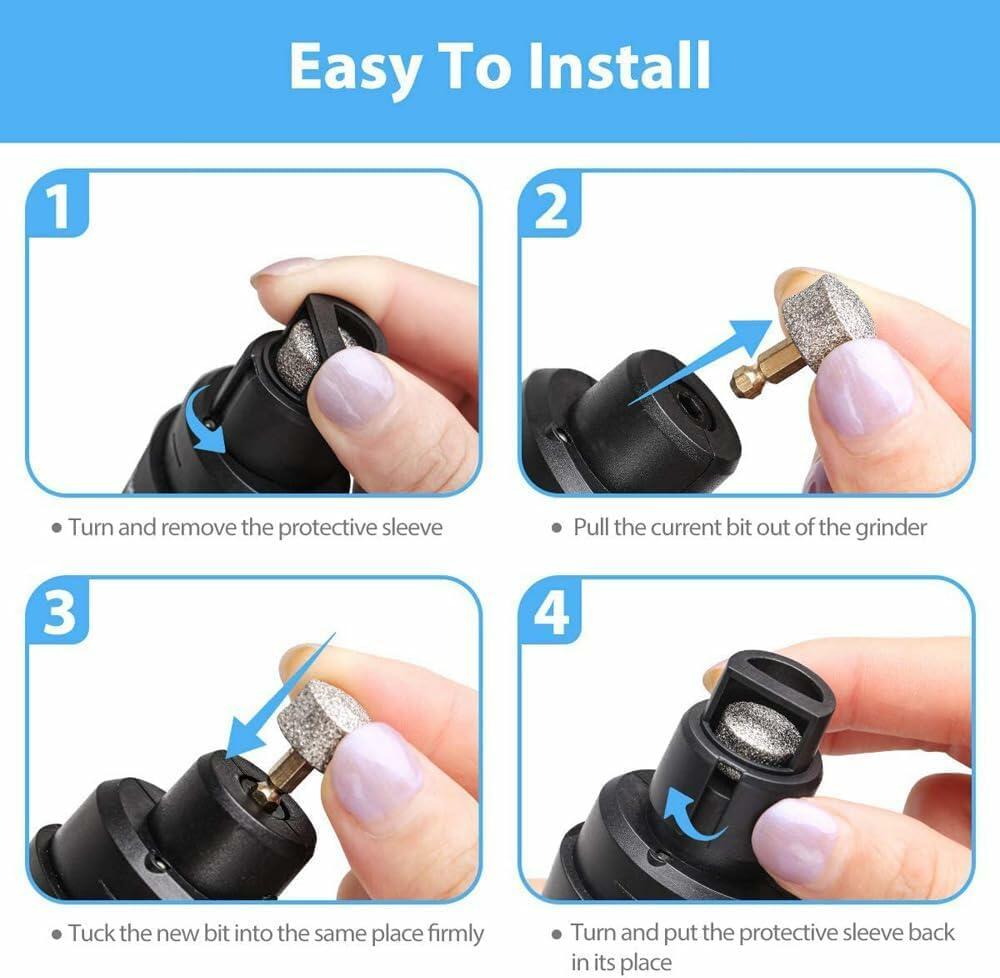 Generic Nail Grinder for Dogs Rechargeable USB LED Light 3 Speeds 1+2 Heads