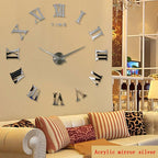 Wall Clock Promotion New Home Decor Large Roman Mirror 3D Wall Clock Mirror Surface Decorative Clock Large Wall Sticker Clock for Living Room Bedroom Office Home Decorations Fashion  Modern Quartz Clocks Living Room  Sticker Watch