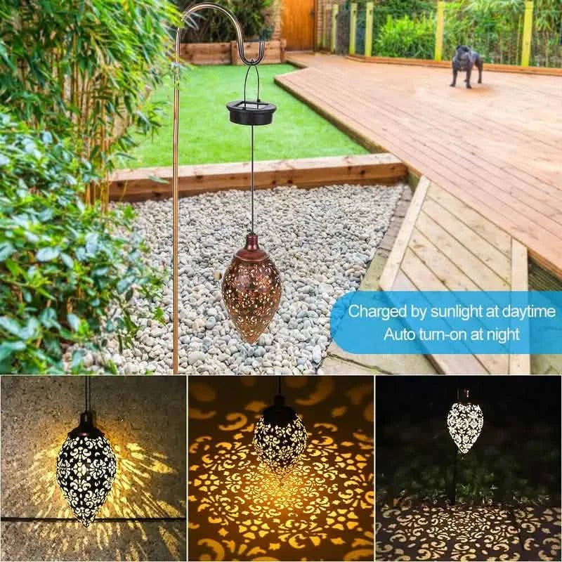 Tomshine Solar Lantern LED Moroccan Garden Lights Metal Lamp Waterproof
