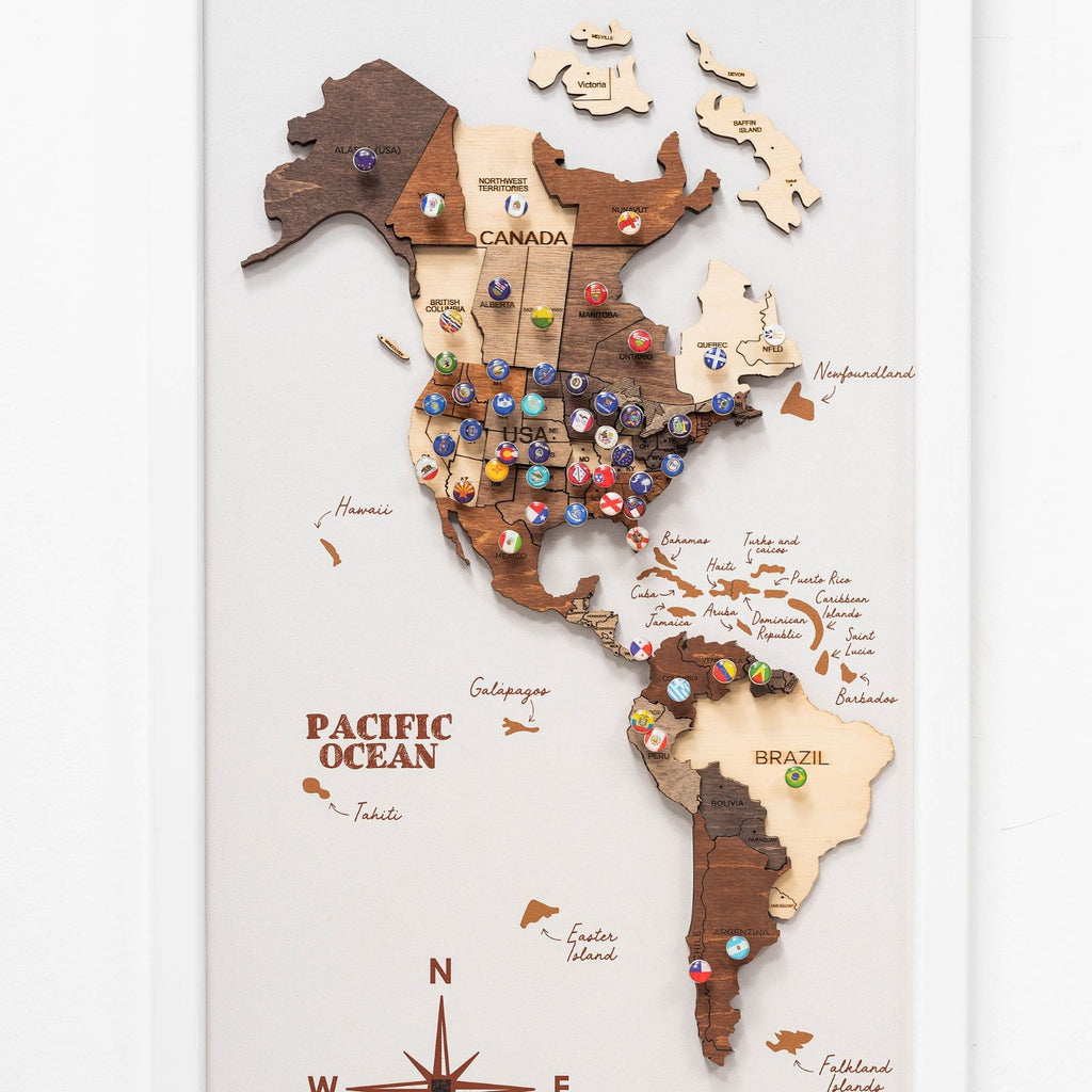 3D Wooden Triptych World Map Multicolor (B2B)
