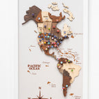 3D Wooden Triptych World Map Multicolor (B2B)