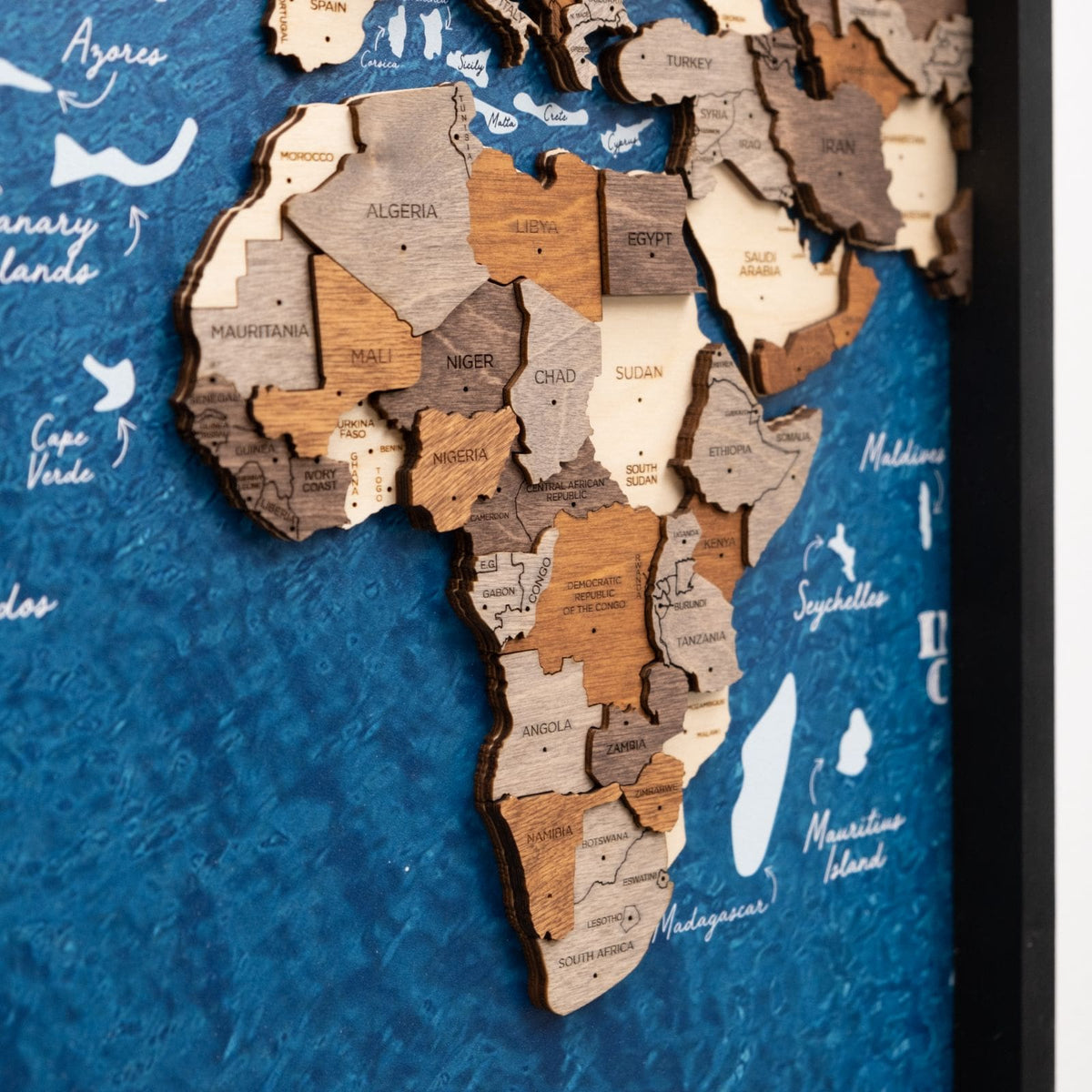 3D Wooden Triptych World Map Multicolor (B2B)