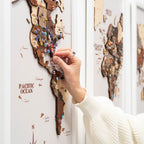 3D Wooden Triptych World Map Multicolor (B2B)