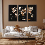 3D Wooden Triptych World Map Multicolor (B2B)